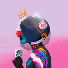 a drawing of a person with a helmet that says 1988 on it