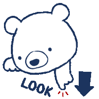 a drawing of a teddy bear with an arrow pointing down that says look