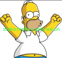 a cartoon of homer simpson with his fist in the air .