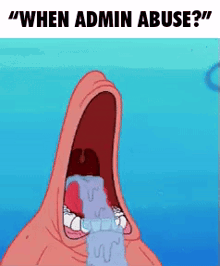 a cartoon of patrick star with his mouth open and water coming out of it