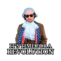 a man holding a piece of paper with the words it 's time for revolution
