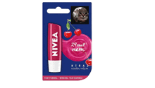 a package of nivea lip balm with a picture of a cat