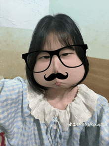 a girl wearing glasses and a fake mustache has the hashtag user692xuplg12