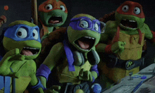 a group of teenage mutant ninja turtles wearing glasses and headphones