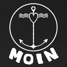 a white anchor with a heart and the word moin