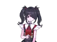 a pixel art drawing of a girl with pigtails