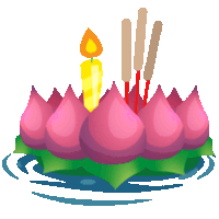 a cartoon drawing of a lotus flower with a candle and incense stick