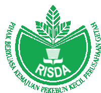 a green logo for risda with a leaf and a cup