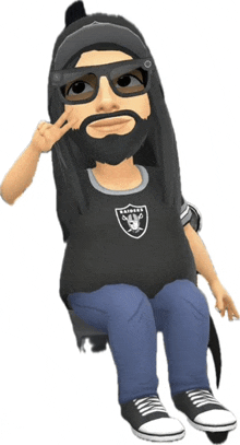 a cartoon character wearing a raiders shirt and sunglasses