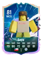 a card that says soye on it with the number 81