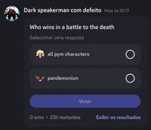 dark speakerman com defeito who wins in a battle to the death selecting all pym characters