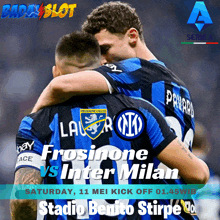 a poster for a soccer game between frosinone vs inter milan