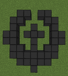 a minecraft screenshot of a heart made of black squares