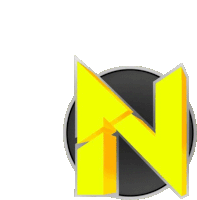 a yellow letter n is in a black circle