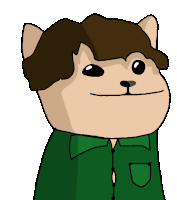 a cartoon of a dog wearing a green shirt with a pocket