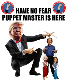 a poster that says have no fear puppet master is here