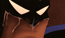 a close up of a cartoon character 's face with tears coming out of it