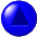 a blue sphere with a triangle in the middle of it .