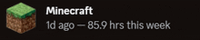 a picture of a minecraft block with the words minecraft 1d ago - 85.9 hrs this week