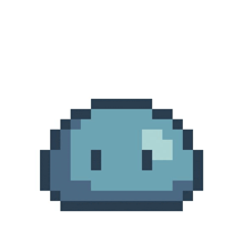 a pixel art drawing of a blue object with a white background