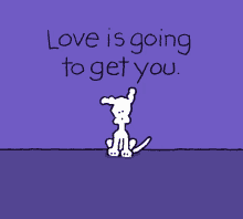 a cartoon of a dog surrounded by pink hearts with the words love is going to get you