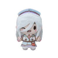 a stuffed toy of a girl with long white hair