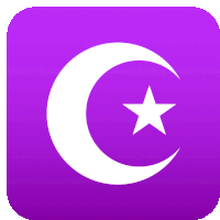 a purple icon with a white crescent moon and a star