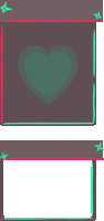 a purple box with a green heart on it