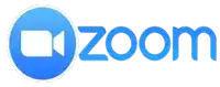 a zoom logo with a blue circle and white letters