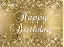 a gold birthday card with the words `` happy birthday '' written on it .