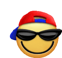 a smiley face with sunglasses and a hat on