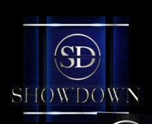 a sd showdown logo on a dark background