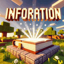 a minecraft game called information with a book in the middle