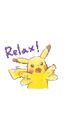 a drawing of a pikachu with the word relax written below it