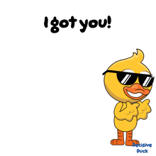 a cartoon duck wearing sunglasses with the words i got you behind it