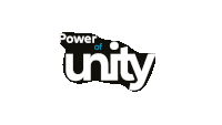 a logo that says power of unity in white letters