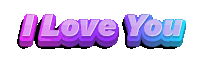 the word i love you is displayed in purple and blue