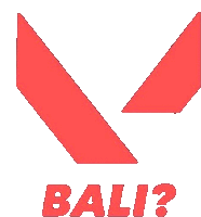 a red and white logo with the words bali written below it