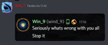 a screenshot of a conversation between win 9 and win 7
