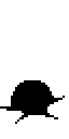 a black and white pixel art drawing of a ghost with a skull on it 's head .