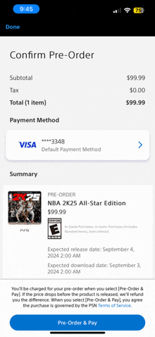 a screenshot of a pre-order page for the nba 2k25 all-star edition