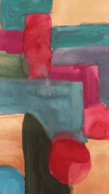 a close up of a painting with a red circle in the center