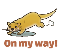 a cartoon of an otter with the words on my way written below it