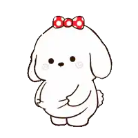 a cartoon rabbit with a red bow on its head