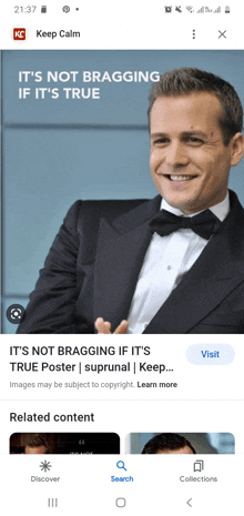 a picture of a man in a tuxedo with the words " it 's not bragging if it 's true " on the top