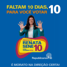 a poster for renata sene 10 shows a woman giving the number 10