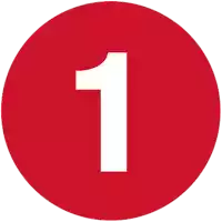 a red circle with a white number 1 inside