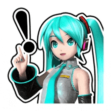 a sticker of hatsune miku with a exclamation point