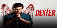 a poster for the tv show dexter with a man holding a knife in his hands