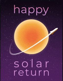 a poster that says happy solar return with a planet